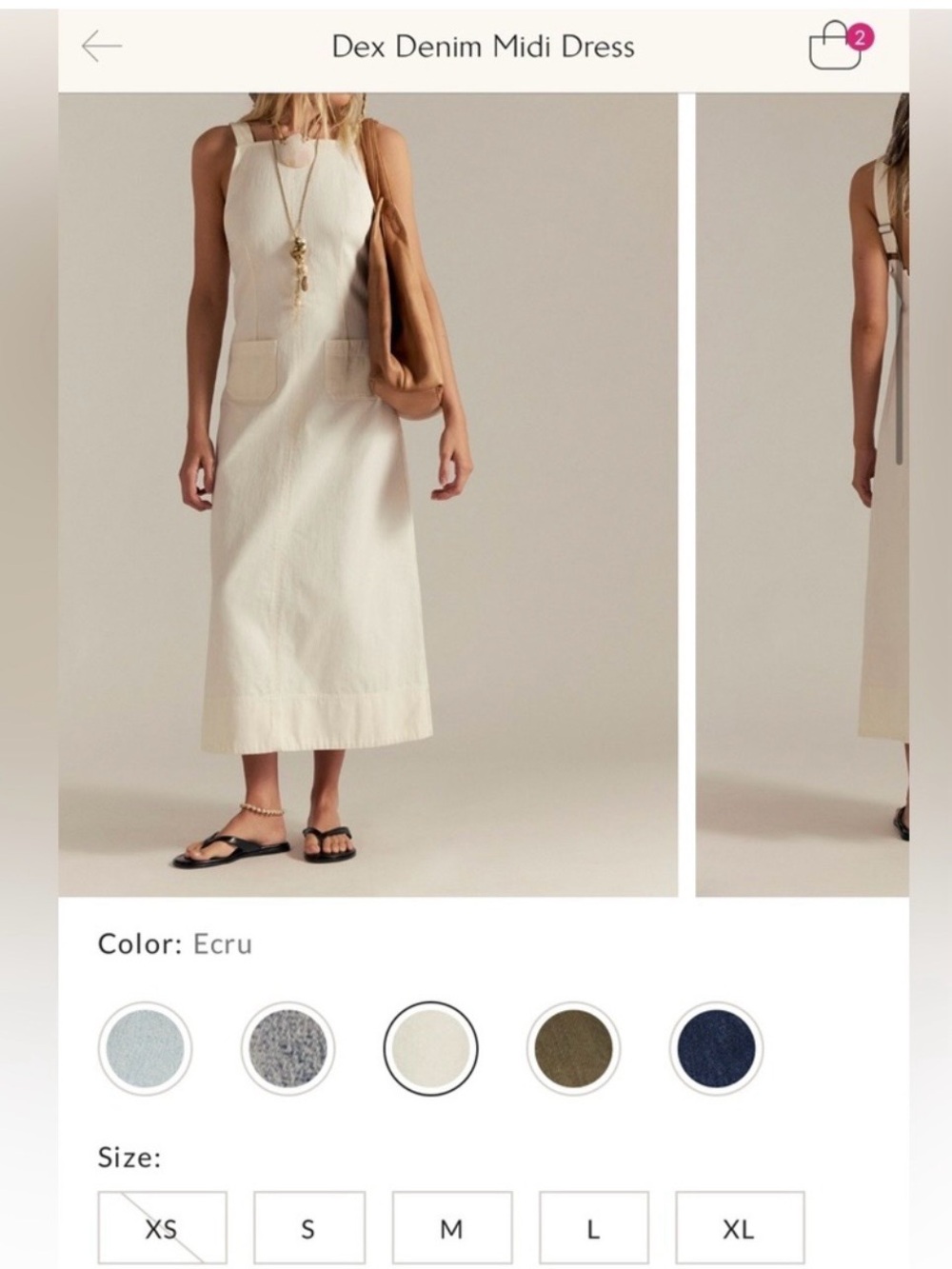 NWT Free People Dex Denim Midi Dress - ecru cream white - XS - Picture 5 of 9